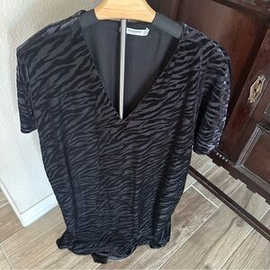 Mango Women’s Animal Print Black Dress sz Large